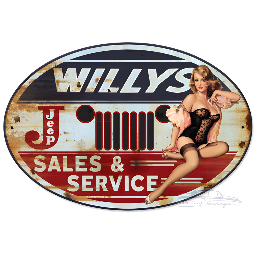 Willy's Sales and Service Metal Sign - 24" x 16"