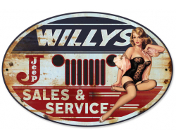 Willy's Sales and Service Metal Sign - 18" x 12"