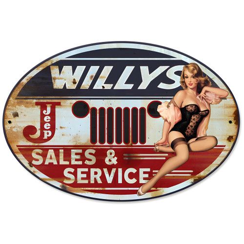 Willy's Sales and Service Metal Sign - 18" x 12"