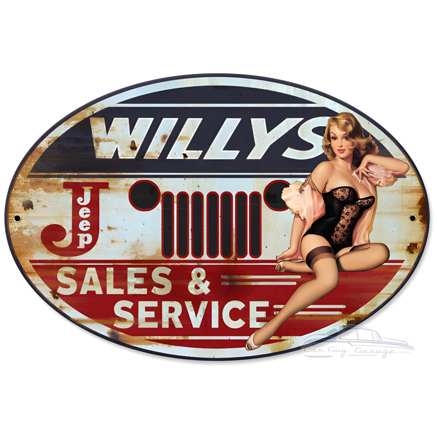 Willy's Sales and Service Metal Sign - 18" x 12"