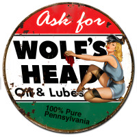Wolf's Head Gasoline Metal Sign - 24" x 24"