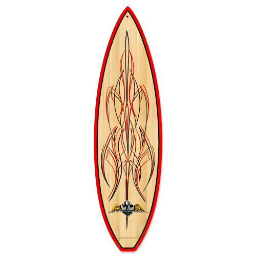 Wood Pinstripe Surfboard Sign - 6" x 22"