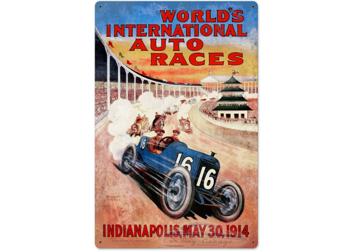 Worlds Race Metal Sign