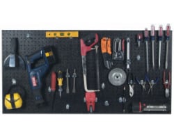 4' x 8' Black Polyethylene pegboards Matte Front Texture with 96 pc. DuraHook Assortment