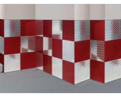 3'x16' Set of Anodized Red and Polished Silver Diamond Plate Tiles