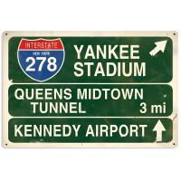 Yankee Stadium Highway Metal Sign - 36" x 24"
