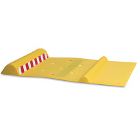Yellow Garage Parking Stop Mat with Drip Tray and Reflective Tape