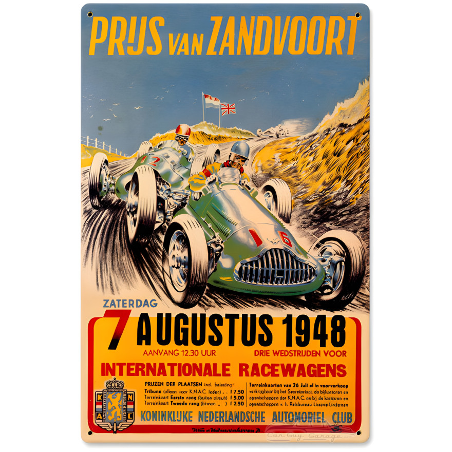 Zandvoort Grand Prix Metal Sign - 12" x 18"
