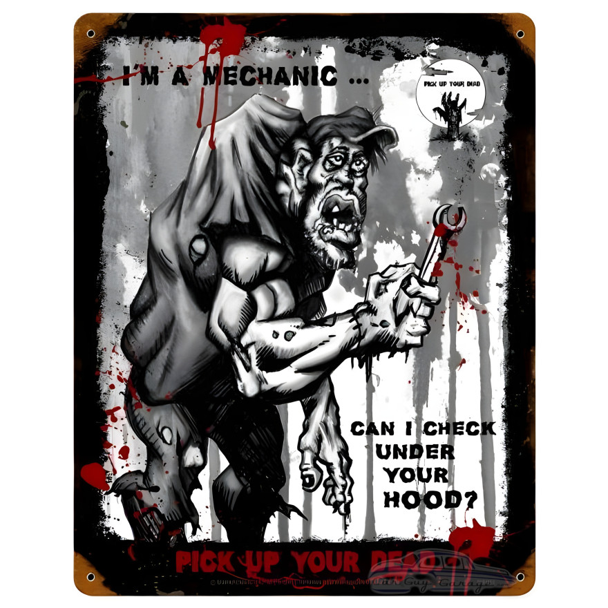 Zombie Mechanic Sign - 12" x 15"