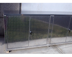 8 feet wide 38 inches tall 22 inches deep Diamond Plate Base Cabinet