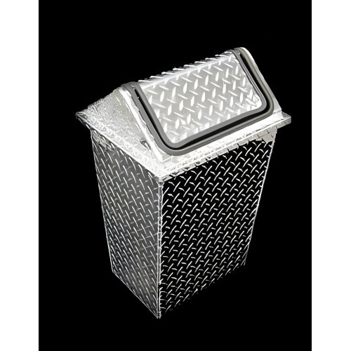 Diamond Plate Garbage Can with Revolving Lid