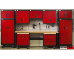 13 foot wide 10 Piece Garage Cabinet Set with Butcher Block Workbench