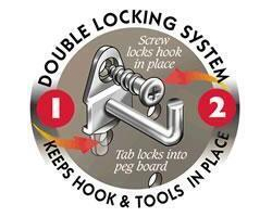 Five 8-1/8" W Multi-Prong Tool Holder Locking Pegboard Hooks 