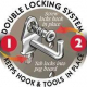 Five 8-1/8" W Multi-Prong Tool Holder Locking Pegboard Hooks 