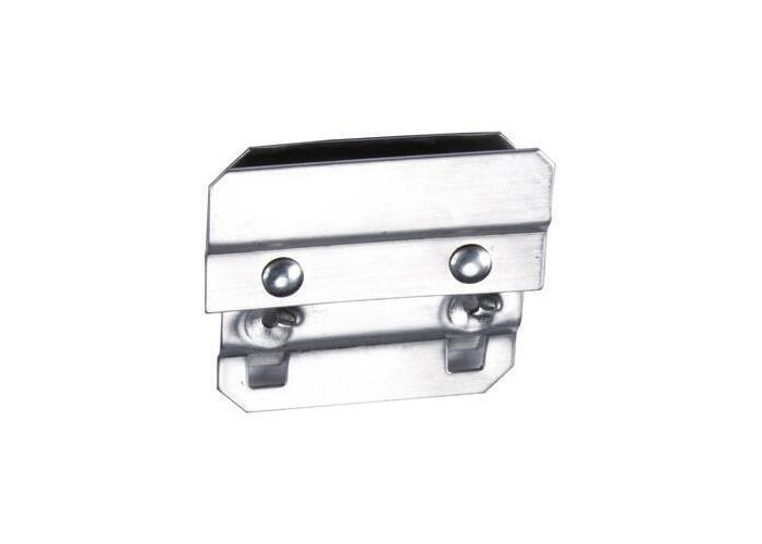 Five Stainless Locking Square Pegboard Bin Clips
