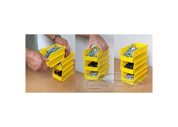 Twenty-Four Yellow Small Hang & Stack Locking Bins