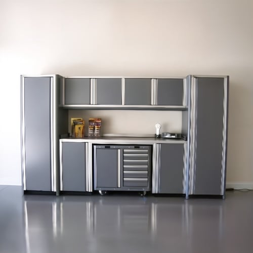 12 Foot Wide Custom Aluminum Garage Cabinets