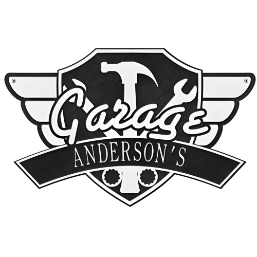 Personalized Cast Aluminum Garage Wing Plaque