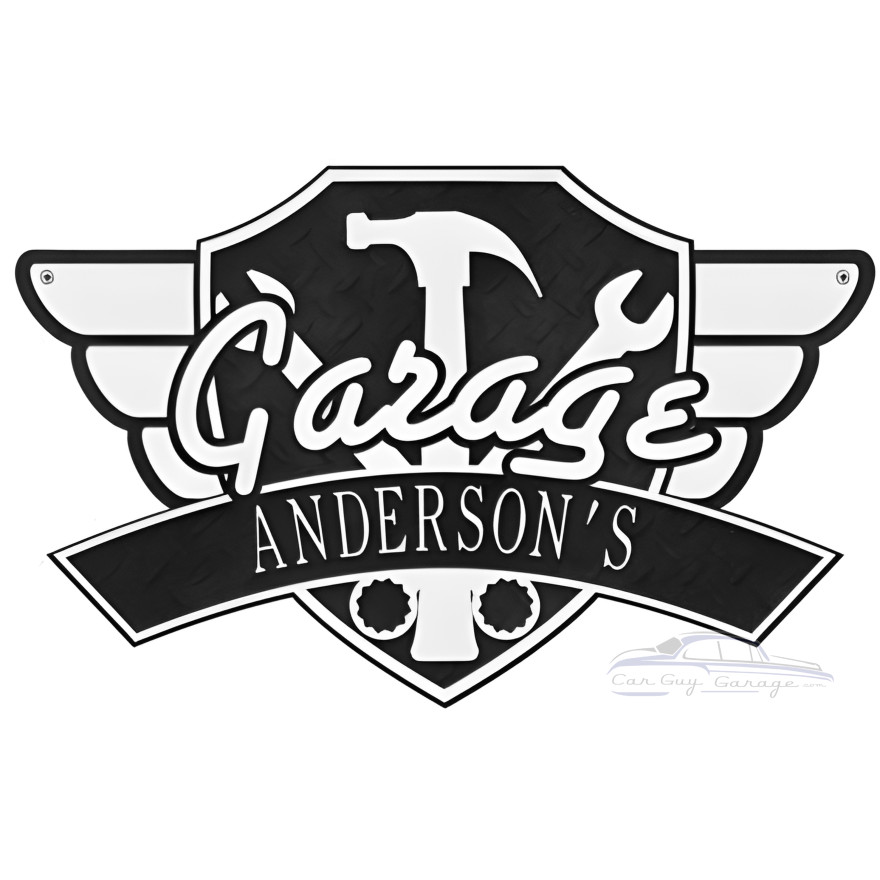 Personalized Cast Aluminum Garage Wing Plaque Personalized Cast Aluminum Garage Wing Plaque
