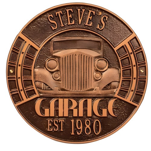 Personalized Cast Aluminum Vintage Car Garage Plaque
