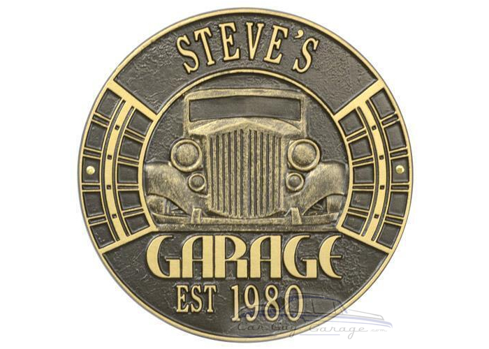 Personalized Cast Aluminum Vintage Car Garage Plaque