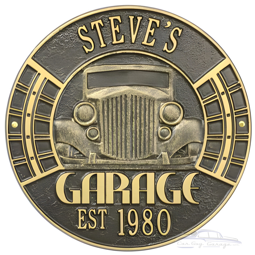 Personalized Cast Aluminum Vintage Car Garage Plaque Personalized Cast Aluminum Vintage Car Garage Plaque