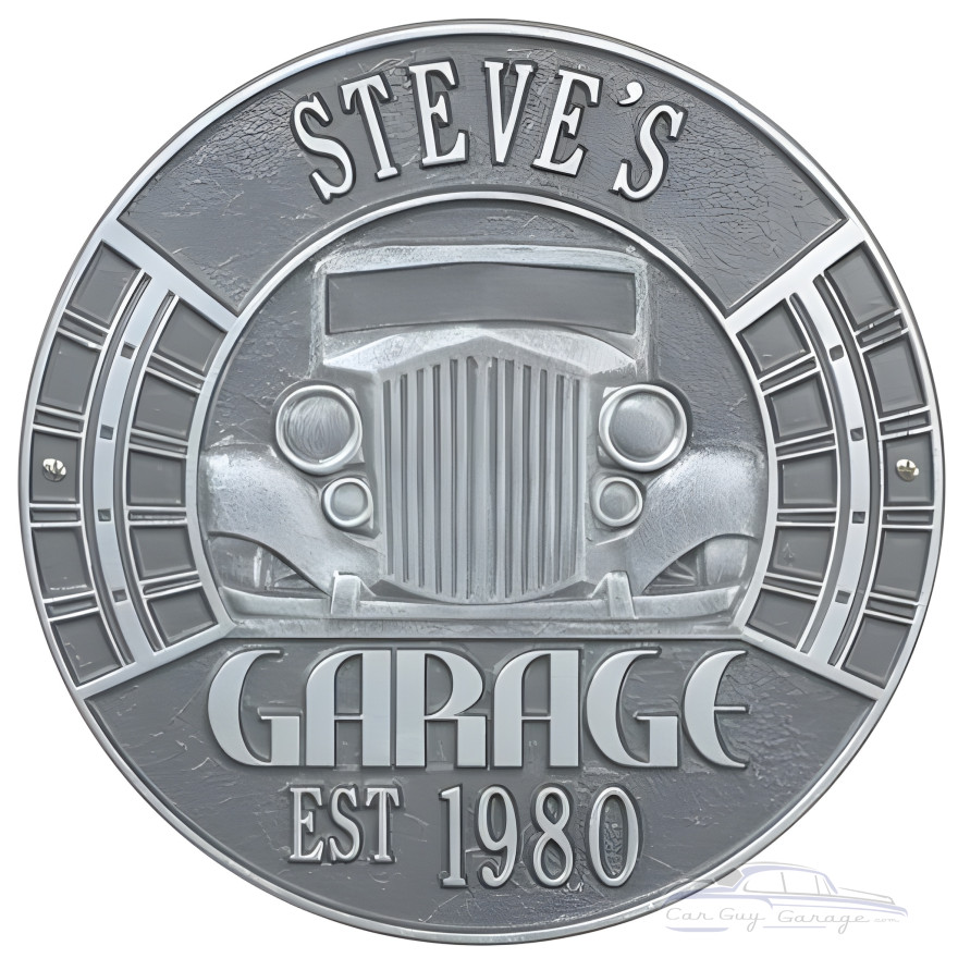 Personalized Cast Aluminum Vintage Car Garage Plaque Personalized Cast Aluminum Vintage Car Garage Plaque