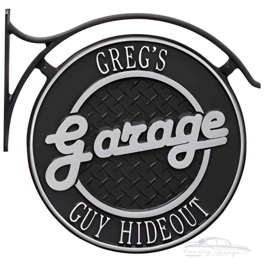 Personalized Cast Aluminum 2 Sided Garage Plaque with Bracket Personalized Cast Aluminum 2 Sided Garage Plaque with Bracket