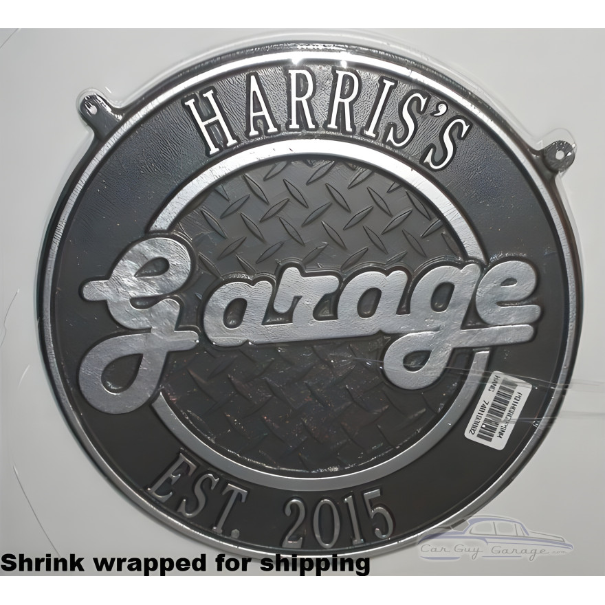 Personalized Cast Aluminum 2 Sided Garage Plaque with Bracket Personalized Cast Aluminum 2 Sided Garage Plaque with Bracket