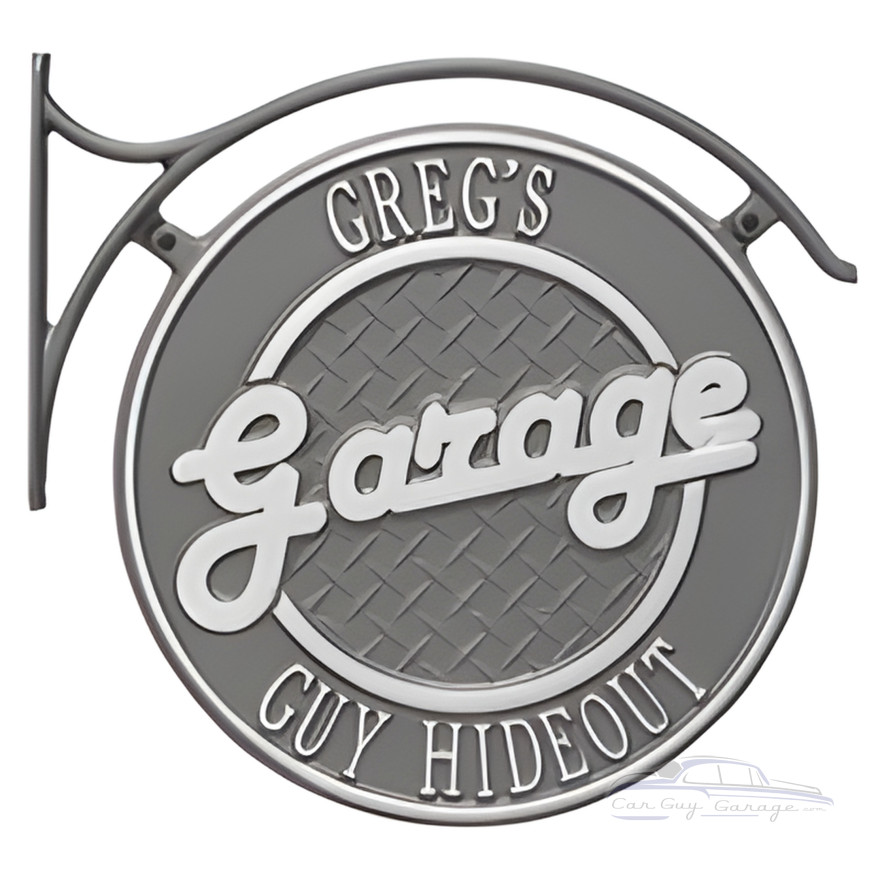Personalized Cast Aluminum 2 Sided Garage Plaque with Bracket Personalized Cast Aluminum 2 Sided Garage Plaque with Bracket