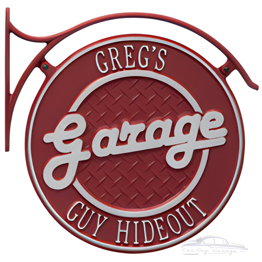 Personalized Cast Aluminum 2 Sided Garage Plaque with Bracket Personalized Cast Aluminum 2 Sided Garage Plaque with Bracket