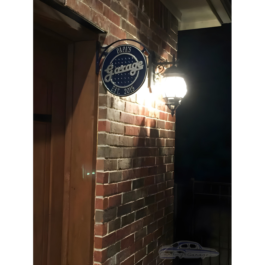 Personalized Cast Aluminum 2 Sided Garage Plaque with Bracket Personalized Cast Aluminum 2 Sided Garage Plaque with Bracket