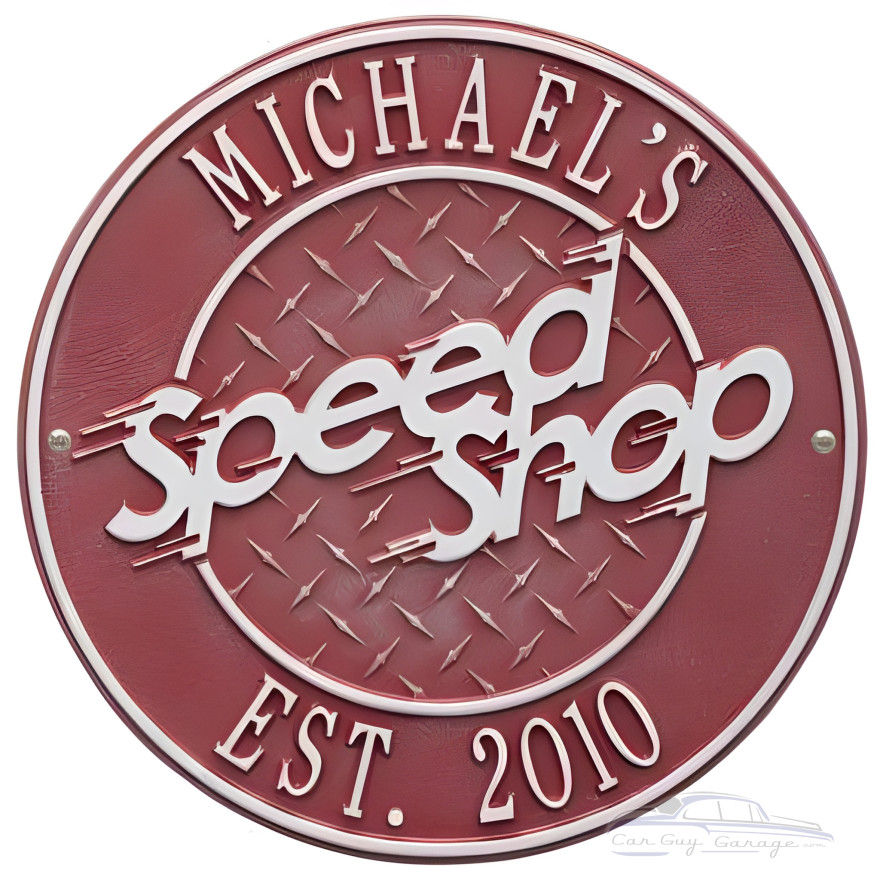 Personalized Cast Aluminum Speed Shop Plaque Personalized Cast Aluminum Speed Shop Plaque