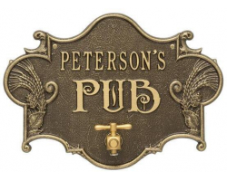 Personalized Cast Aluminum Hops and Barley Beer Pub Sign with Bottle Opener