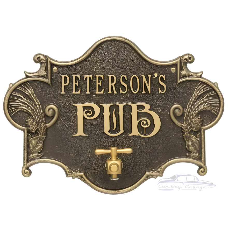 Personalized Cast Aluminum Hops and Barley Beer Pub Sign with Bottle Opener Personalized Cast Aluminum Hops and Barley Beer Pub Sign with Bottle Opener