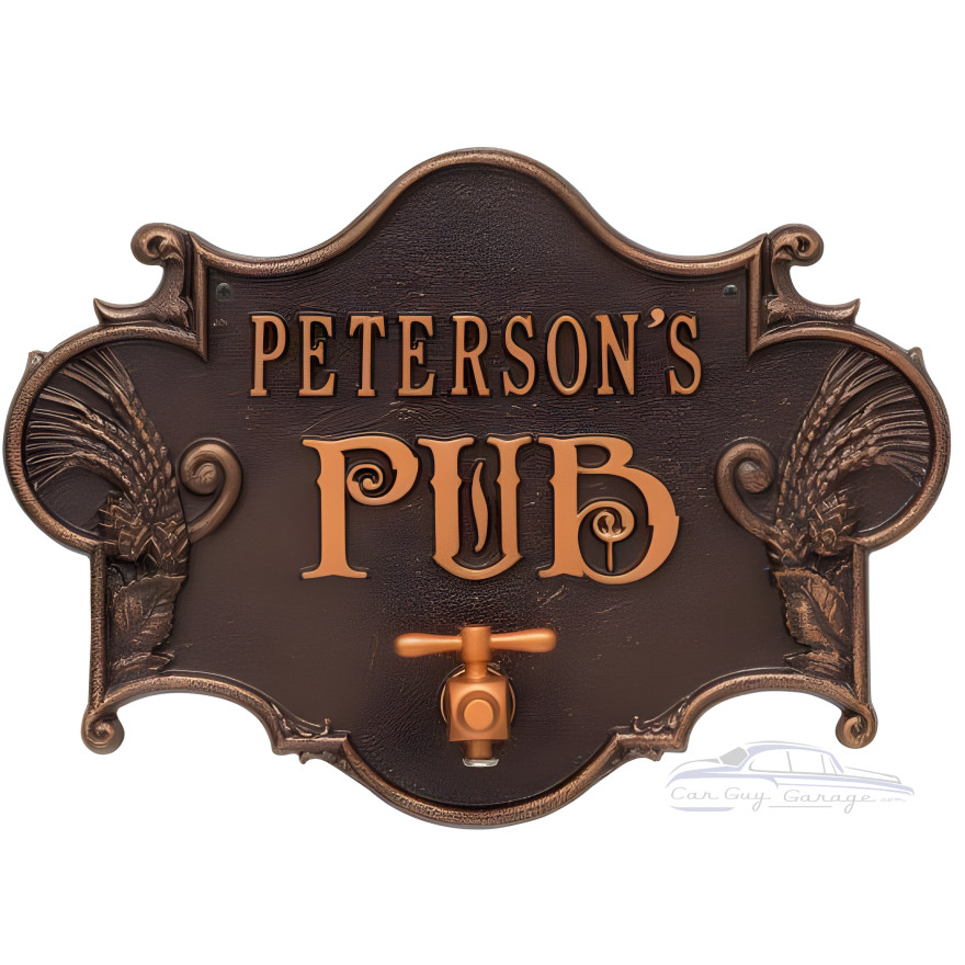 Personalized Cast Aluminum Hops and Barley Beer Pub Sign with Bottle Opener Personalized Cast Aluminum Hops and Barley Beer Pub Sign with Bottle Opener