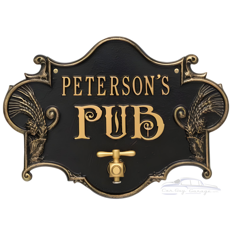 Personalized Cast Aluminum Hops and Barley Beer Pub Sign with Bottle Opener Personalized Cast Aluminum Hops and Barley Beer Pub Sign with Bottle Opener