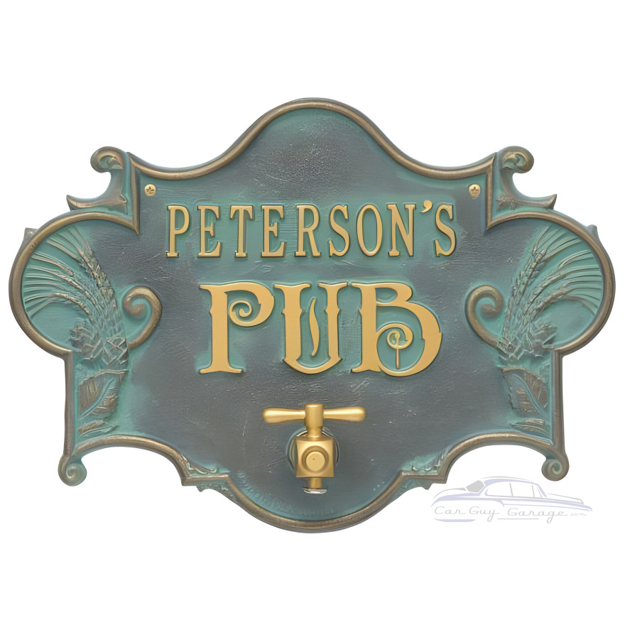 Personalized Cast Aluminum Hops and Barley Beer Pub Sign with Bottle Opener Personalized Cast Aluminum Hops and Barley Beer Pub Sign with Bottle Opener