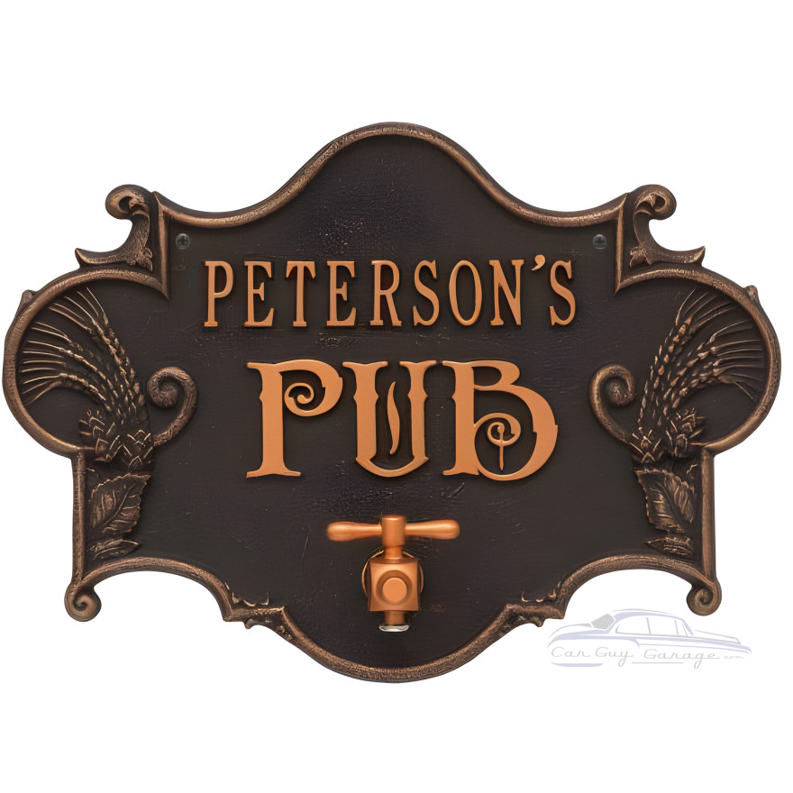 Personalized Cast Aluminum Hops and Barley Beer Pub Sign with Bottle Opener Personalized Cast Aluminum Hops and Barley Beer Pub Sign with Bottle Opener