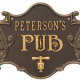 Personalized Cast Aluminum Hops and Barley Beer Pub Sign with Bottle Opener