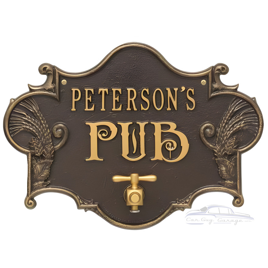 Personalized Cast Aluminum Hops and Barley Beer Pub Sign with Bottle Opener Personalized Cast Aluminum Hops and Barley Beer Pub Sign with Bottle Opener