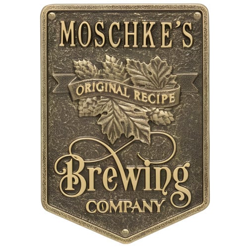 Personalized Cast Aluminum Original Recipe Brewing Company Beer Plaque