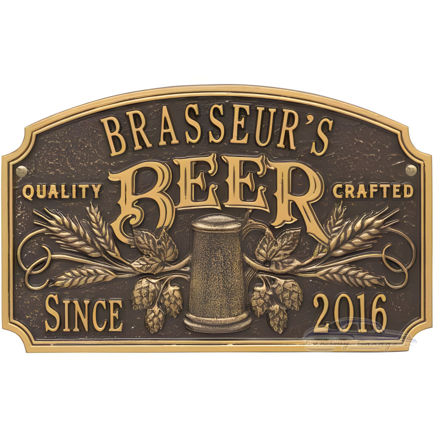 Personalized Cast Aluminum Quality Crafted Beer Arch Plaque Personalized Cast Aluminum Quality Crafted Beer Arch Plaque