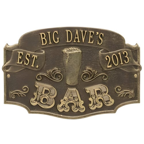 Personalized Cast Aluminum Established Bar Plaque