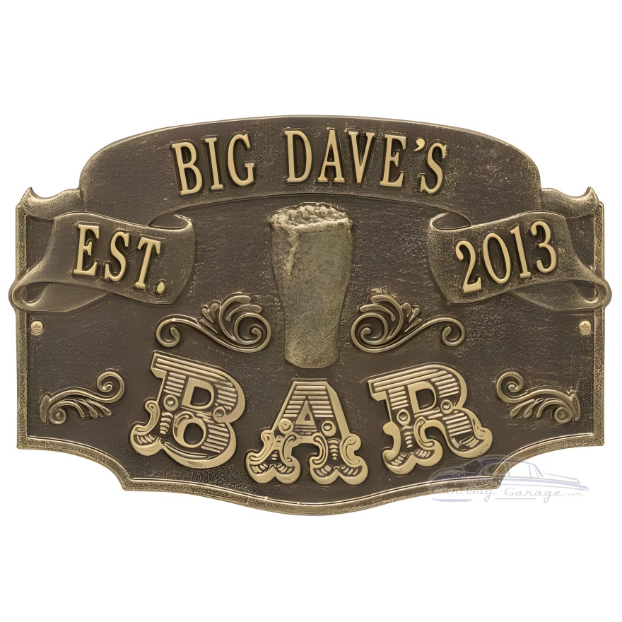 Personalized Cast Aluminum Established Bar Plaque Personalized Cast Aluminum Established Bar Plaque