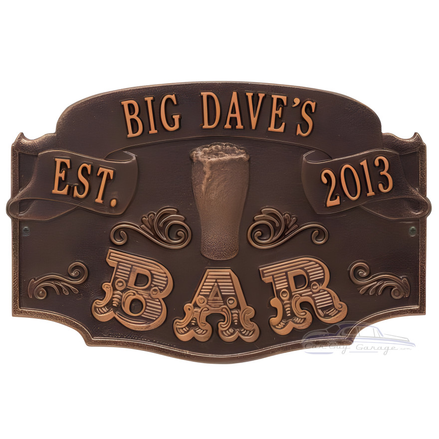 Personalized Cast Aluminum Established Bar Plaque Personalized Cast Aluminum Established Bar Plaque