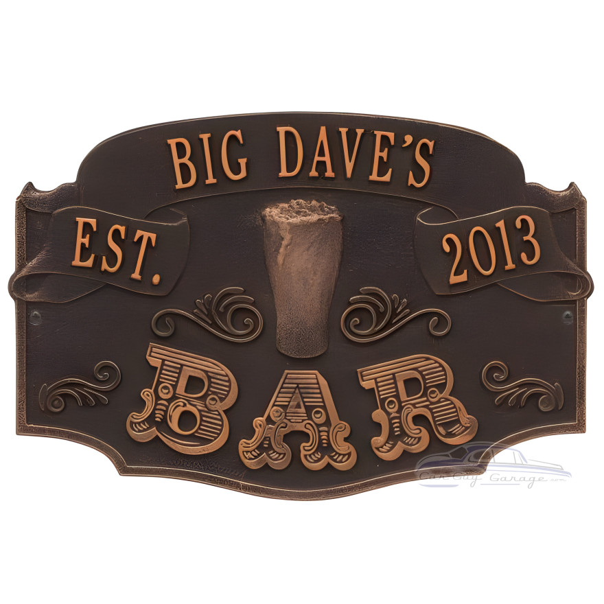 Personalized Cast Aluminum Established Bar Plaque Personalized Cast Aluminum Established Bar Plaque