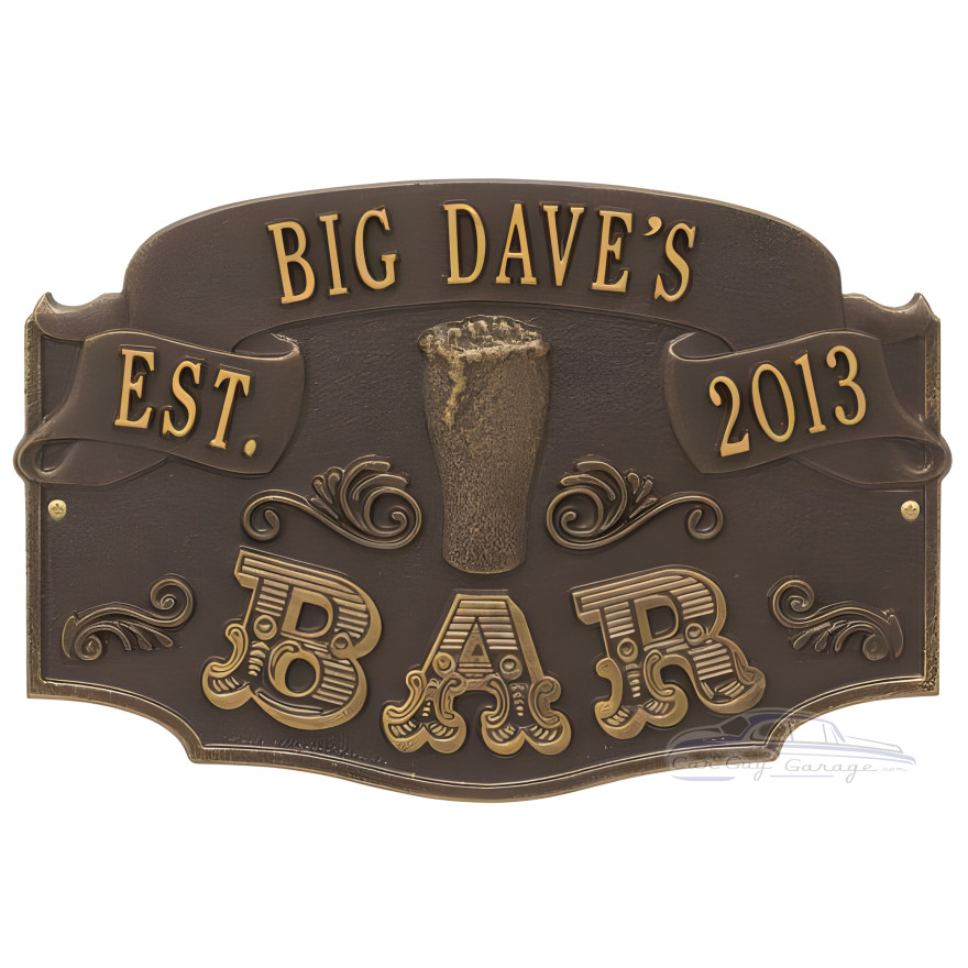 Personalized Cast Aluminum Established Bar Plaque Personalized Cast Aluminum Established Bar Plaque