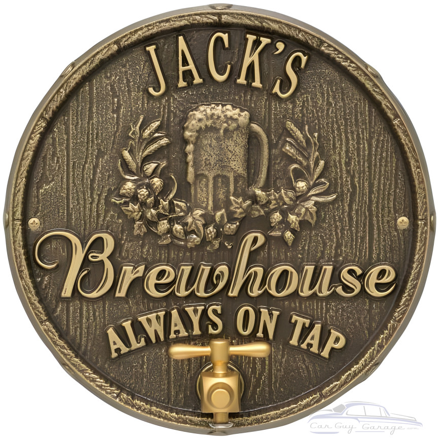 Personalized Cast Aluminum Oak Barrel Beer Pub Plaque Personalized Cast Aluminum Oak Barrel Beer Pub Plaque