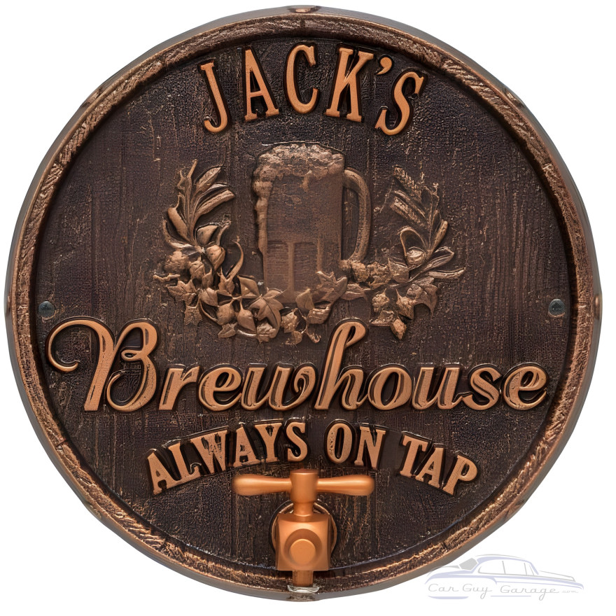 Personalized Cast Aluminum Oak Barrel Beer Pub Plaque Personalized Cast Aluminum Oak Barrel Beer Pub Plaque